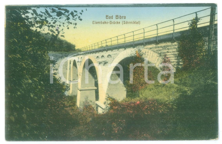 1924 BAD BIBRA (GERMANIA) Veduta del ponte della ferrovia *Cartolina illustrata 