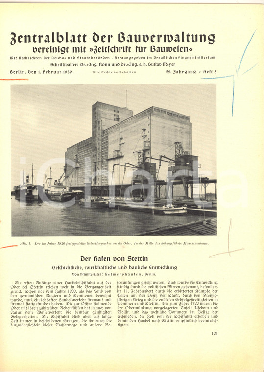 1939 ZENTRALBLATT Der hafen von Stettin - Rivista anno 59 n° 5 - 24 pp.