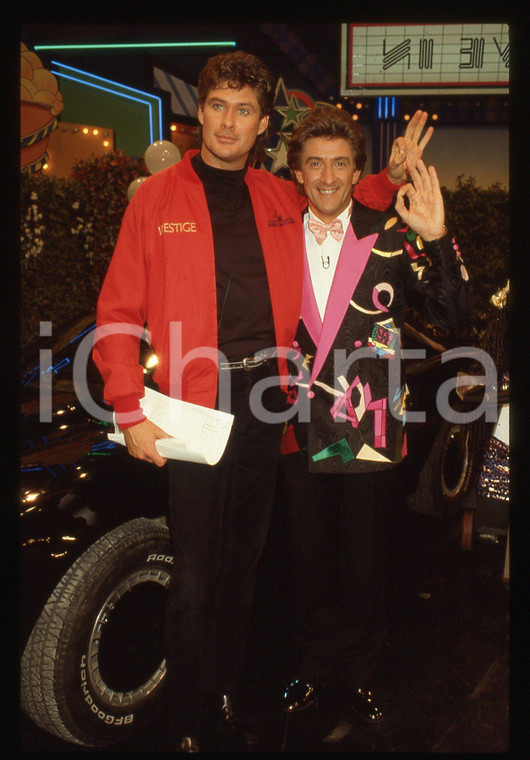 35mm vintage slide* 1985 DRIVE IN Italia 1  EZIO GREGGIO e DAVID HASSELHOFF 