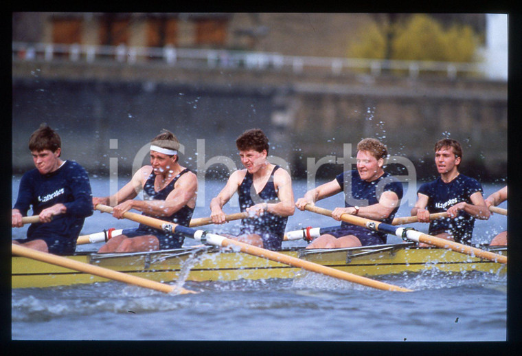 35mm vintage slide* 1985 LONDON THE BOAT RACE Oxford Crew training on THAMES 2