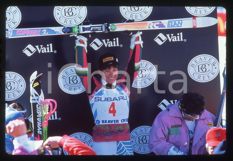 35mm vintage slide* 1989 VAIL Mondiali SCI ALPINO Mateja SVET vince lo SLALOM