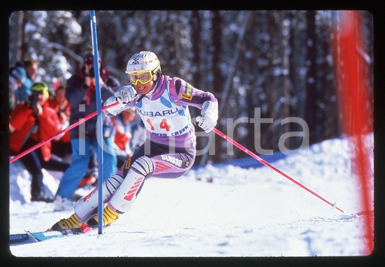 35mm vintage slide* 1989 VAIL Mondiali SCI ALPINO Vreni SCHNEIDER durante SLALOM