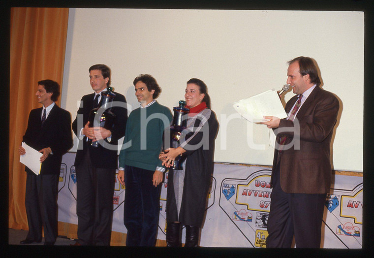 35mm vintage slide* 1987 UOMO AVVENTURA Nelson PIQUET Jerry SCOTTI-Premiazione 2