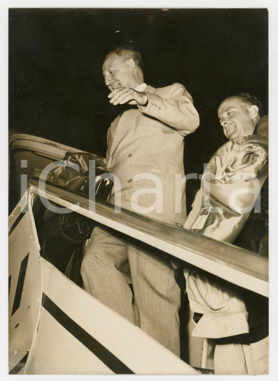 1957 ROMA Ciampino - Giuseppe SARAGAT in partenza per gli STATI UNITI *Foto