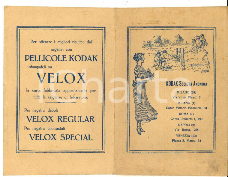 1910 ca KODAK Società Anonima - Busta pubblicitaria per fotografie ILLUSTRATA