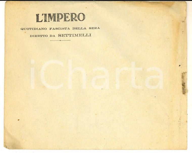 1930 ca ROMA L'IMPERO Quotidiano della sera diretto da SETTIMELLI - Busta VUOTA 