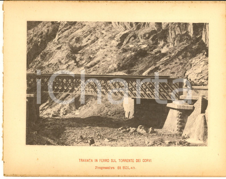 1888 Ferrovia ROMA-SULMONA - Travata in ferro sul torrente dei CORVI - Stampa