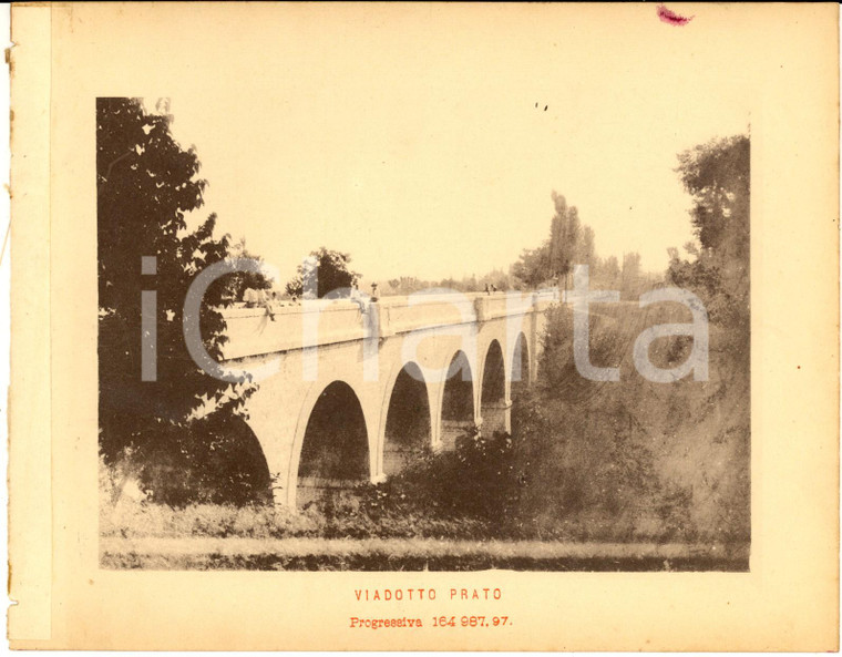 1888 Ferrovia ROMA-SULMONA - Veduta del viadotto PRATO - Stampa 20x16 cm