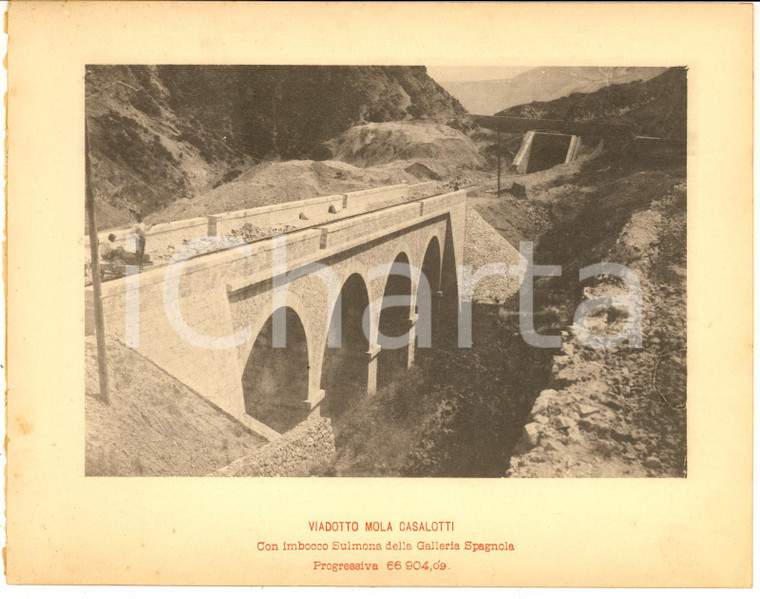 1888 Ferrovia ROMA-SULMONA Viadotto MOLA CASALOTTI in costruzione *Stampa 20x16