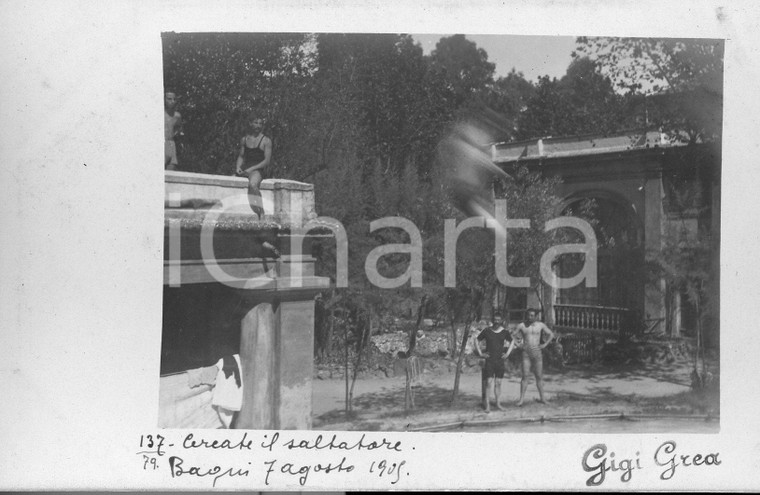 1905 ROMA ACQUE ALBULE Tuffatore in movimento *Fotocartolina RARISSIMA