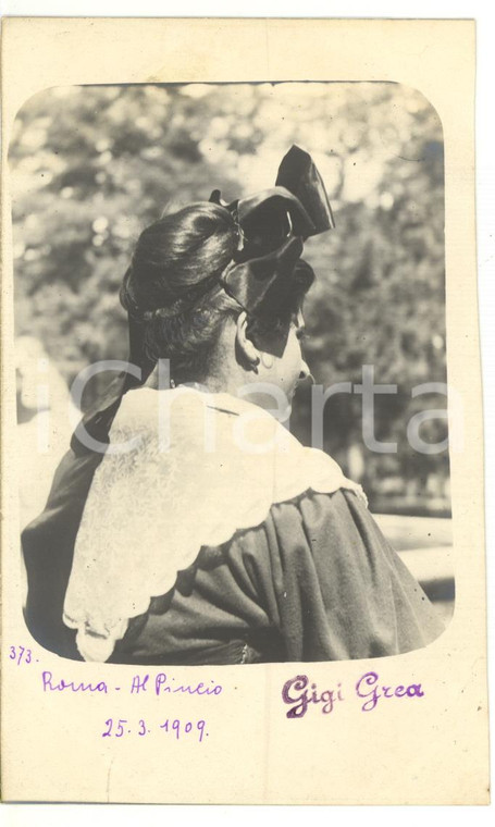 1909 ROMA Pincio - Ritratto femminile con acconciatura raccolta *Fotocartolina 