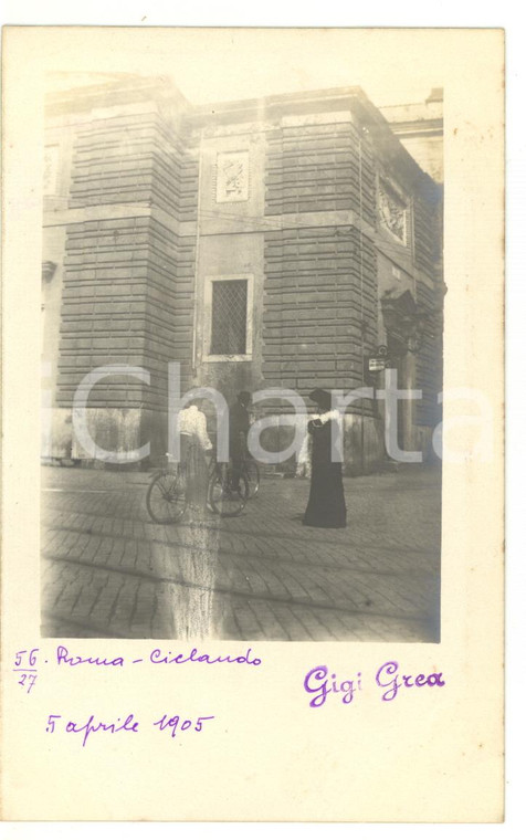 1905 ROMA Nobili in bicicletta *Fotocartolina VINTAGE 