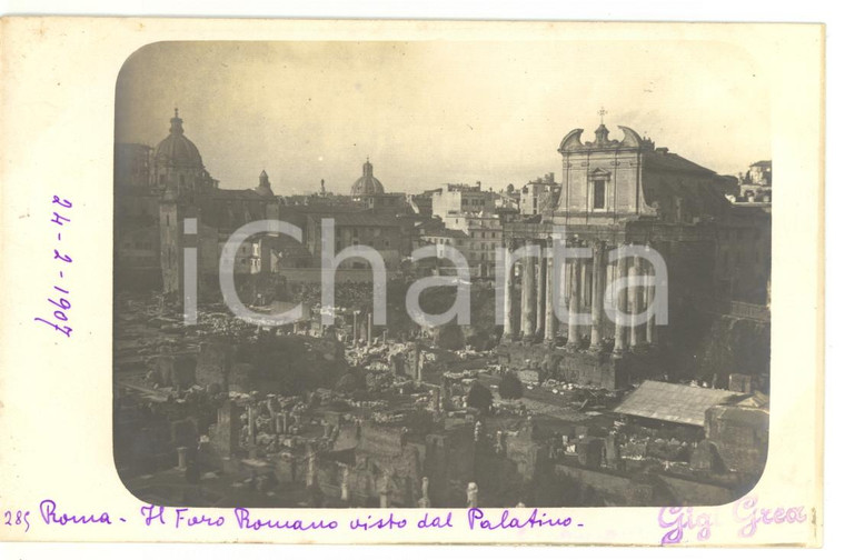 1907 ROMA Palatino - Veduta panoramica del Foro Romano *Fotocartolina VINTAGE