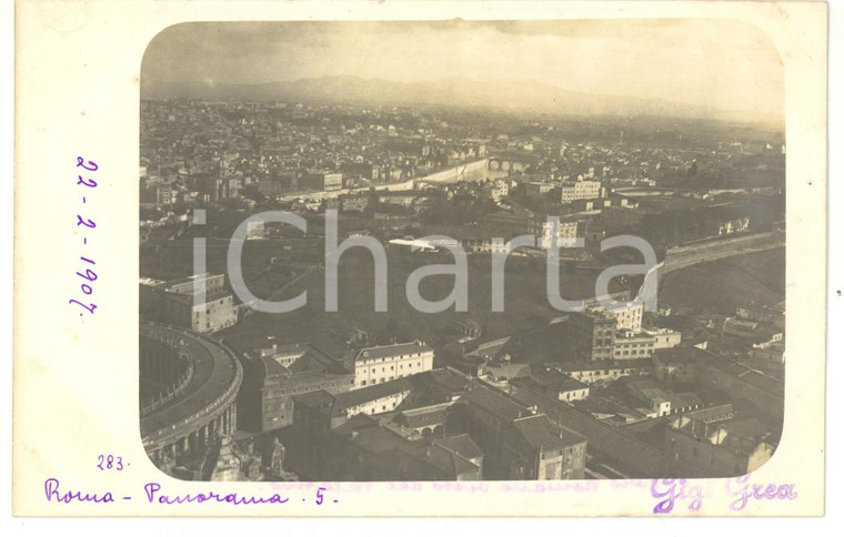 1907 ROMA Veduta panoramica quartiere di San Pietro - Fotocartolina VINTAGE