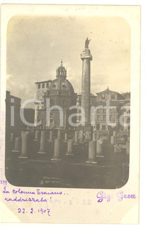 1907 ROMA Foro Traiano - Veduta della Colonna *Fotocartolina VINTAGA