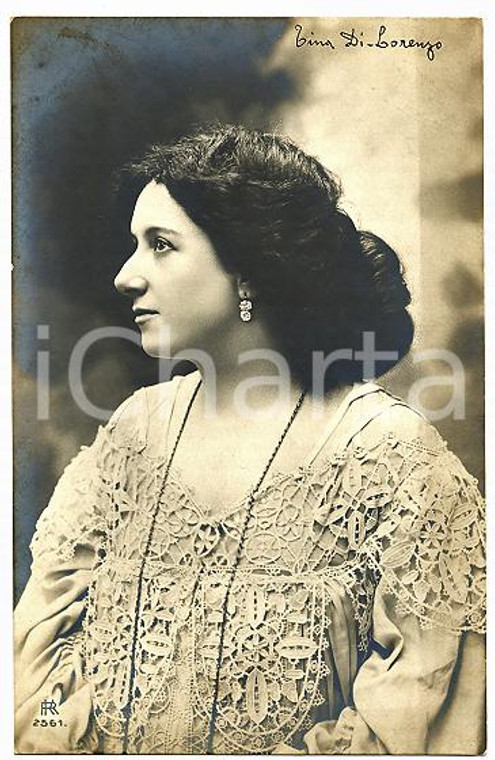 1910 ca TEATRO Tina DI LORENZO indossa vestito in pizzo - Ritratto *Cartolina FP