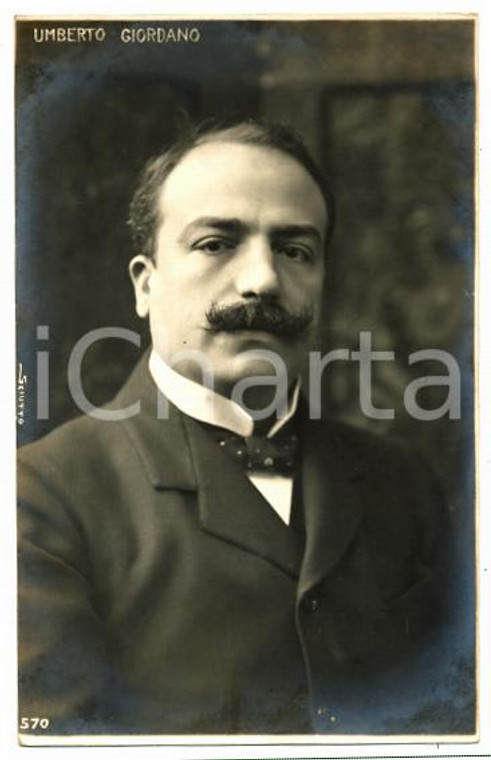 1910 ca LIRICA Umberto GIORDANO Ritratto del compositore Cartolina SCIUTTO FP NV