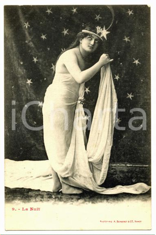 1900 ca FRANCE - EROTICA VINTAGE La nuit n.9 *Carte postale BERGERET - NANCY 