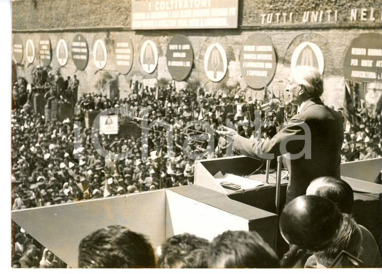 1956 ROMA X Congresso COLDIRETTI - Antonio SEGNI parla alla folla *Foto 18x13 cm