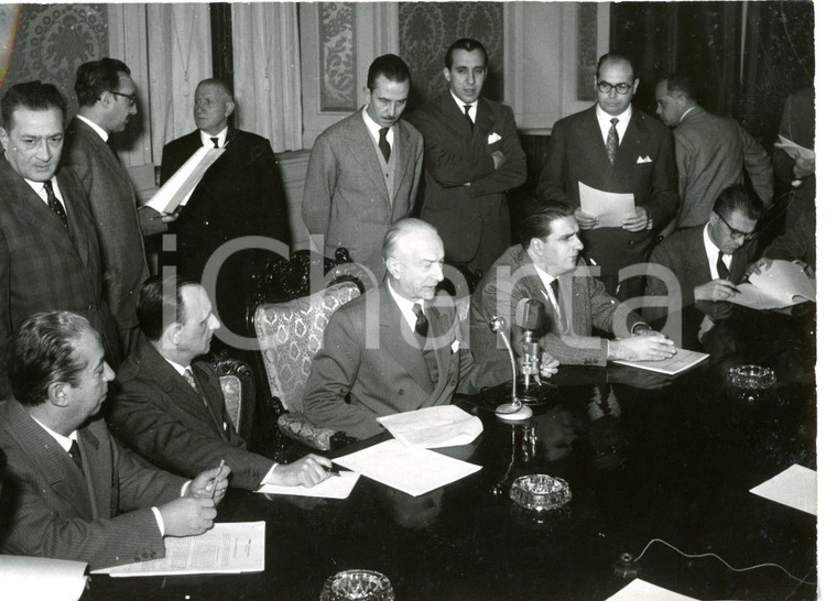 1956 ROMA Antonio SEGNI durante conferenza stampa al Viminale *Foto 18x13 cm