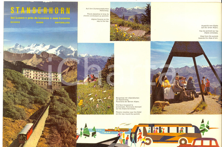 1955 ca STANSERHORN near LUCERNE (SWITZERLAND) - VINTAGE brochure ILLUSTRATED