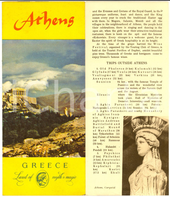 1957 ATHENS (GREECE) Land of myth - VINTAGE brochure illustrated English
