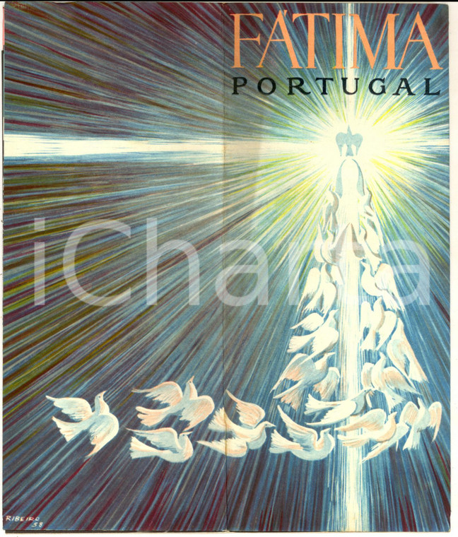 1958 FATIMA (PORTUGAL) Pieghevole TURISMO illustrato RIBEIRO