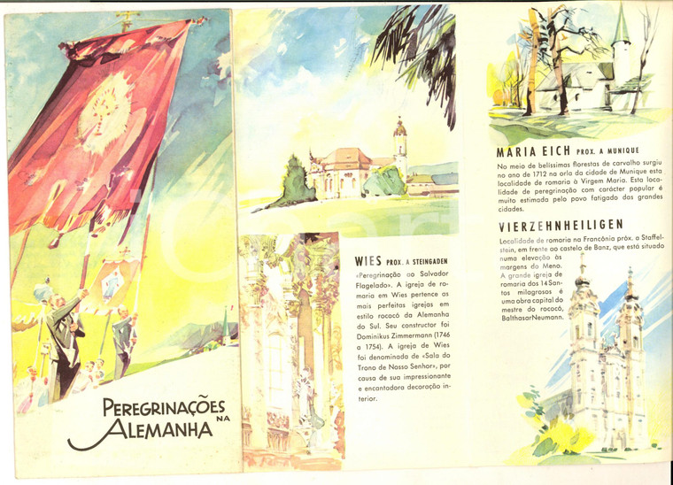 1958 Peregrinaçoes na ALEMANHA -VINTAGE Brochure ILLUSTRATED - Português 