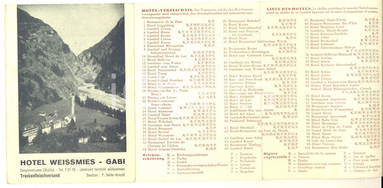 1950 ca GABI / SIMPLON (CH) Hotel WEISSMIES - Vintage brochure Deutsch