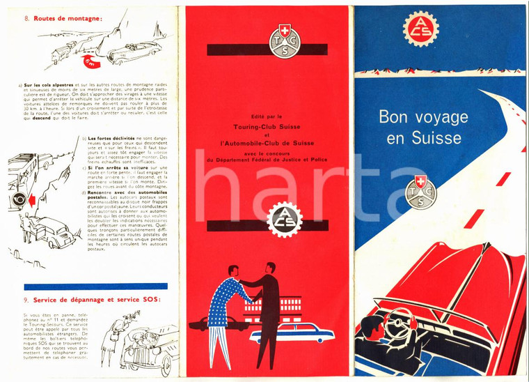 1956 ACS Automobile Club Suisse TCS Touring Club Suisse - Regole di guida *10x20