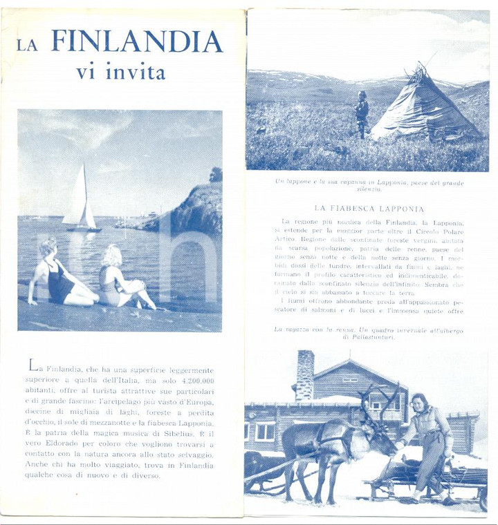 1955 FINLANDIA Pieghevole illustrato *Ed. Associazione Finlandese del Turismo