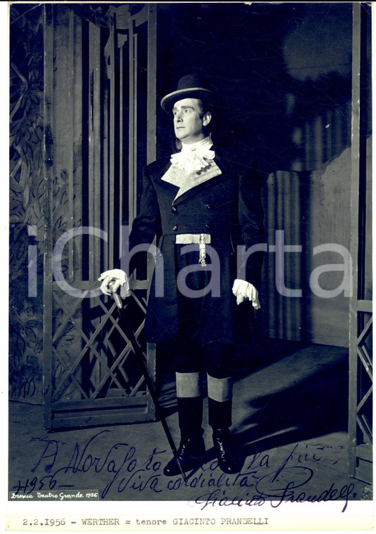 1956 BRESCIA Teatro Grande - Tenore Giacinto PRANDELLI *Foto con autografo 18x24