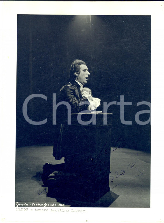 1955 BRESCIA Teatro Grande - Tenore Agostino LAZZARI - Foto con autografo 18x24 