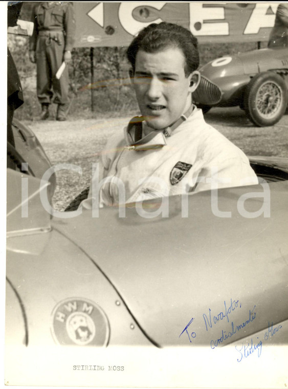1951 AUTOMOBILISMO Circuito del GARDA - Stirling MOSS - Foto con autografo