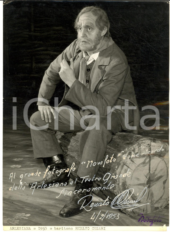 1953 BRESCIA Teatro Grande - Baritono Renato CESARI - Foto con autografo 18x24 