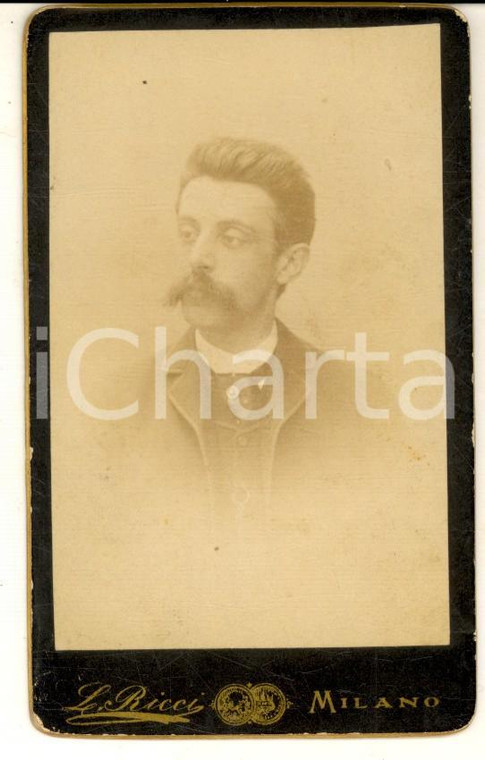 1890 ca MILANO Ritratto maschile - Primo piano - Foto L. RICCI CDV