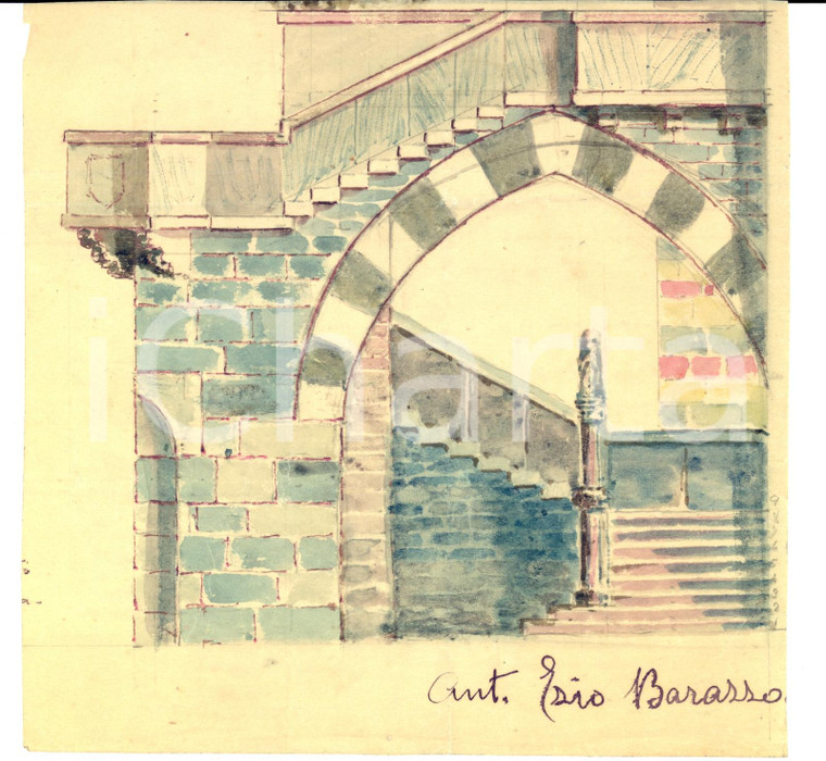 1926 COMO Progetto Monumento ai Caduti - Arco al BROLETTO Colorato a mano