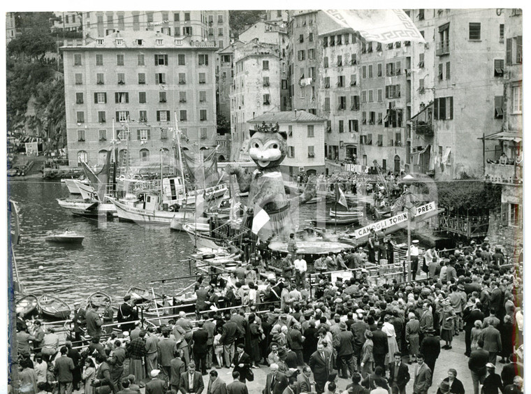 1954 CAMOGLI (GE) Sagra del Pesce - Bancarelle pesce fritto con enorme mascotte