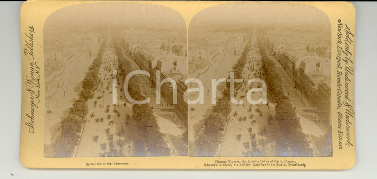 1894 PARIS CHAMPS-ELYSEES, the favorite drive in Paris Stereoscopy