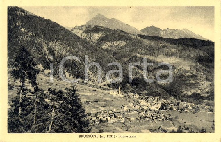 1943 BRUSSON (AO) Panorama del paese e della vallata *Cartolina postale FP VG