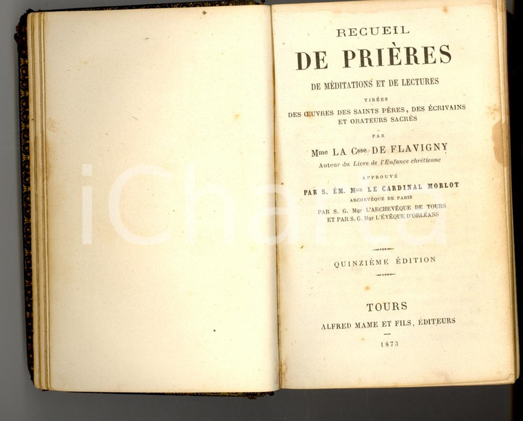 1873 MADAME DE FLAVIGNY Recueil de prières, méditations et lectures