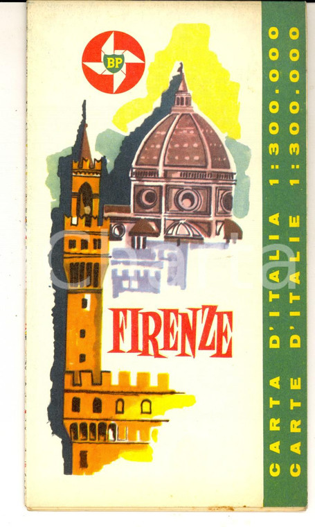 1962 CARTA D'ITALIA - Foglio 15 FIRENZE *Ed. DE AGOSTINI BP 47x35 cm