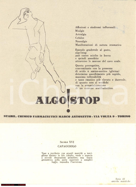1950 TORINO Marco ANTONETTO Farmaco ALGOSTOP *Pubblicità