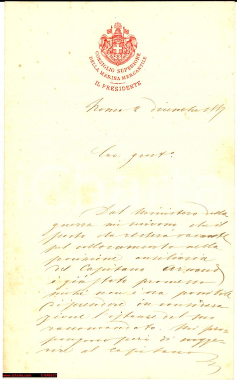 1887 Un posto al Ministero On. Paolo BOSELLI Autografo