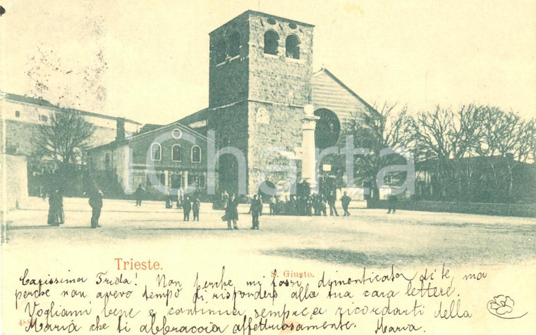1905 ca TRIESTE Scolaresca davanti a Basilica di SAN GIUSTO *Cartolina FP VG