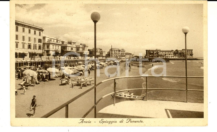 1937 ANZIO (RM) Spiaggia di ponente *Cartolina postale ANIMATA FP VG