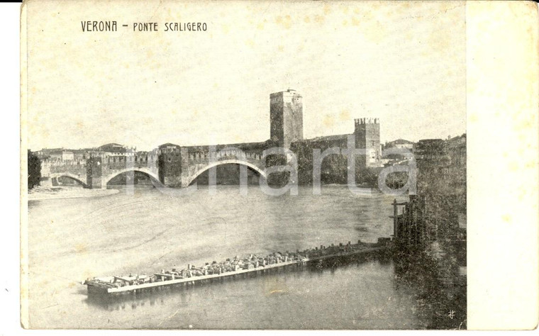 1910 ca VERONA Veduta del Ponte Scaligero *Cartolina postale  FP NV