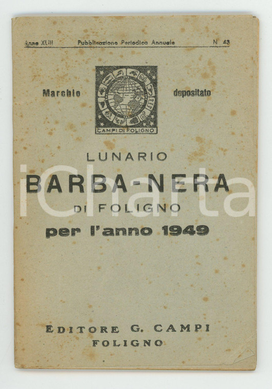 1948 FOLIGNO (PG) Lunario BARBA-NERA con illustrazioni Cinquantenario CAMPI