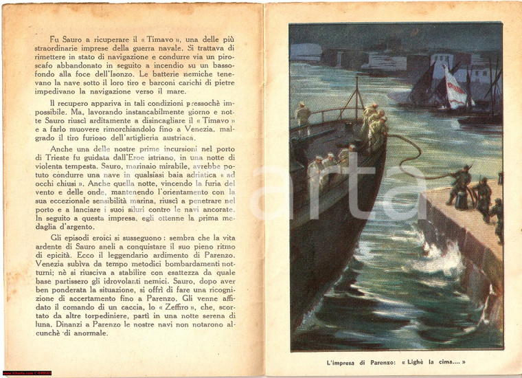 1938 LEGA NAVALE ITALIANA Eroismi su mare NAZARIO SAURO
