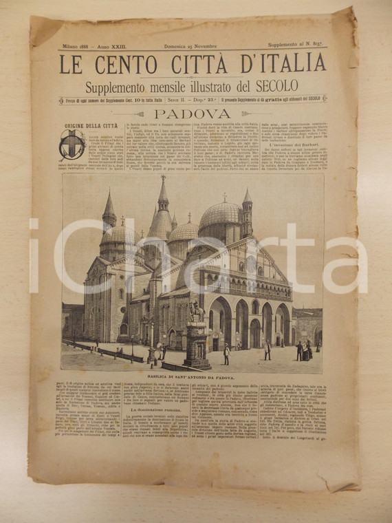 1888 CENTO CITTÀ D'ITALIA Basilica Sant'Antonio da PADOVA *Supplemento n.8132